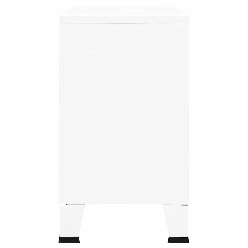 Μπουφές Βιομηχανικό Στιλ Λευκός 105x35x62 εκ. Μέταλλο / Γυαλί