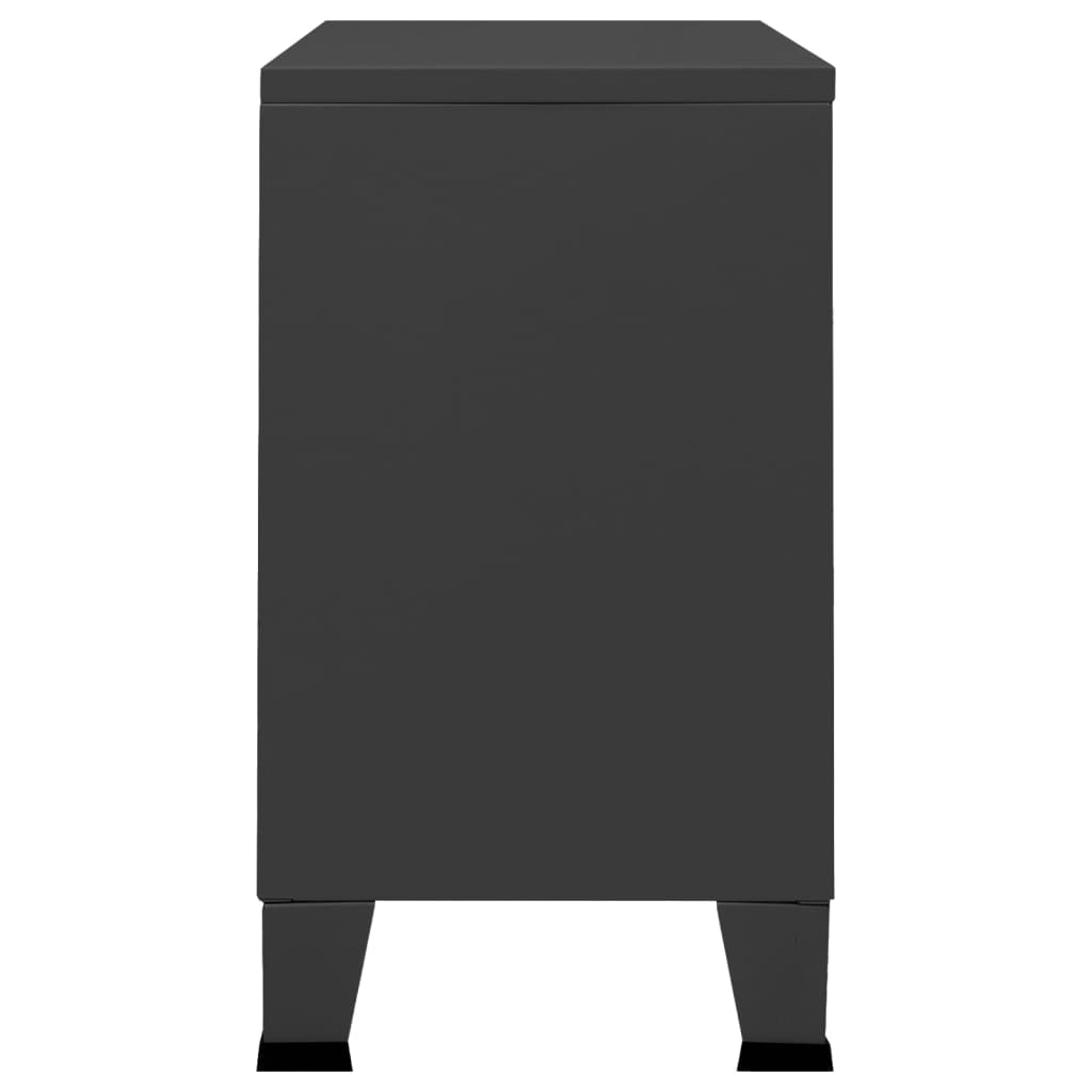 Μπουφές Βιομηχανικό Στιλ Ανθρακί 105x35x62 εκ. Μέταλλο / Γυαλί