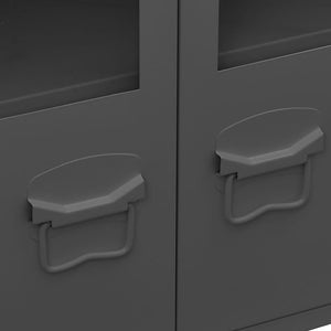 Μπουφές Βιομηχανικό Στιλ Ανθρακί 105x35x62 εκ. Μέταλλο / Γυαλί