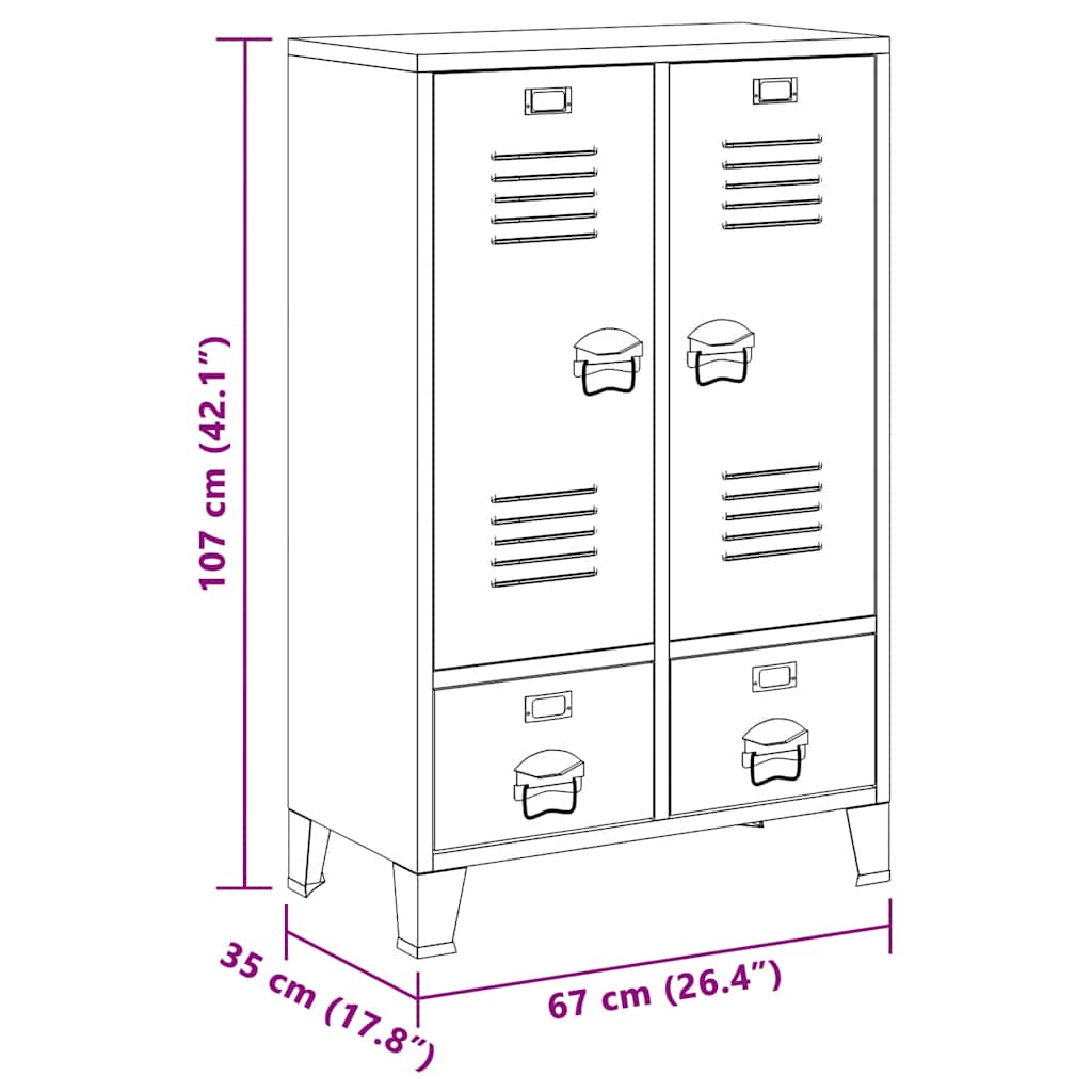 Ντουλάπα Βιομηχανική Λευκή 67 x 35 x 107 εκ. Ατσάλινη