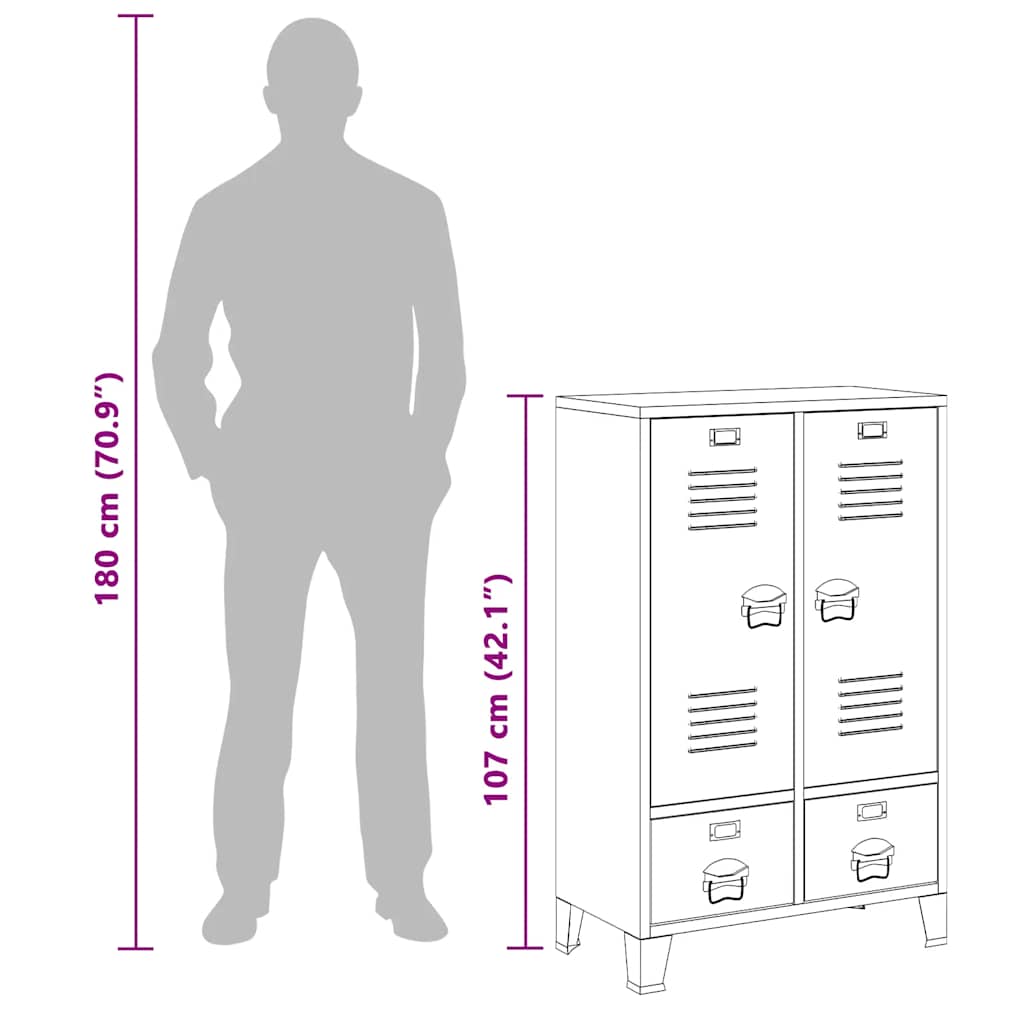 Ντουλάπα Βιομηχανική Ανθρακί 67 x 35 x 107 εκ. Ατσάλινη