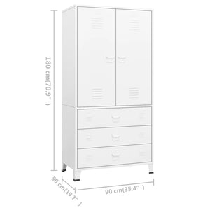 Ντουλάπα Βιομηχανική Λευκή 90 x 50 x 180 εκ. Μεταλλική - Pakobazaar