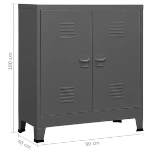 Αρχειοθήκη Βιομηχανικού Στιλ Ανθρακί 90 x 40 x 100 εκ. Ατσάλινη - Pakobazaar