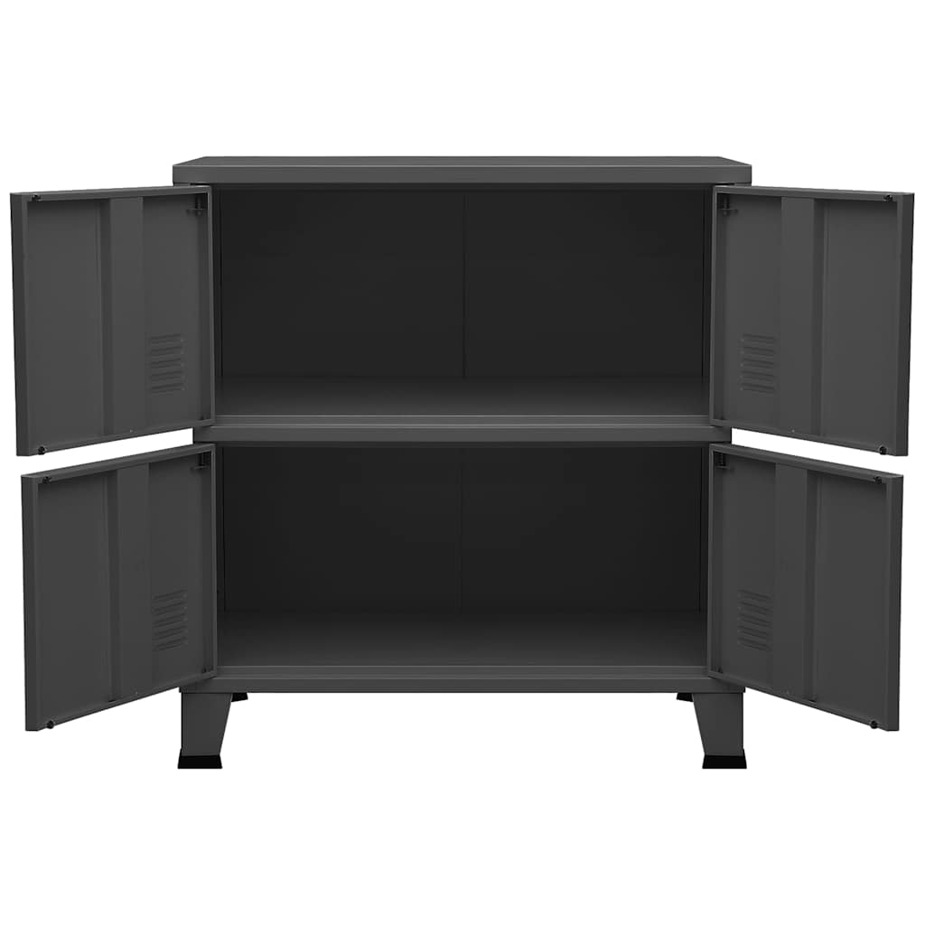 Αρχειοθήκη Βιομηχανικού Στιλ Ανθρακί 75 x 40 x 80 εκ. Ατσάλινη - Pakobazaar