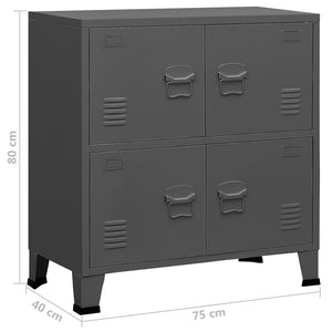 Αρχειοθήκη Βιομηχανικού Στιλ Ανθρακί 75 x 40 x 80 εκ. Ατσάλινη - Pakobazaar