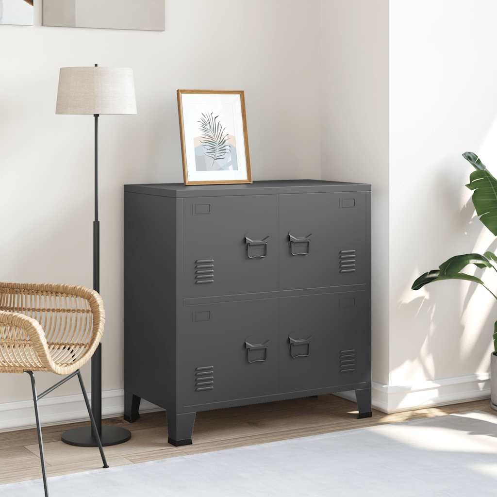 Αρχειοθήκη Βιομηχανικού Στιλ Ανθρακί 75 x 40 x 80 εκ. Ατσάλινη - Pakobazaar