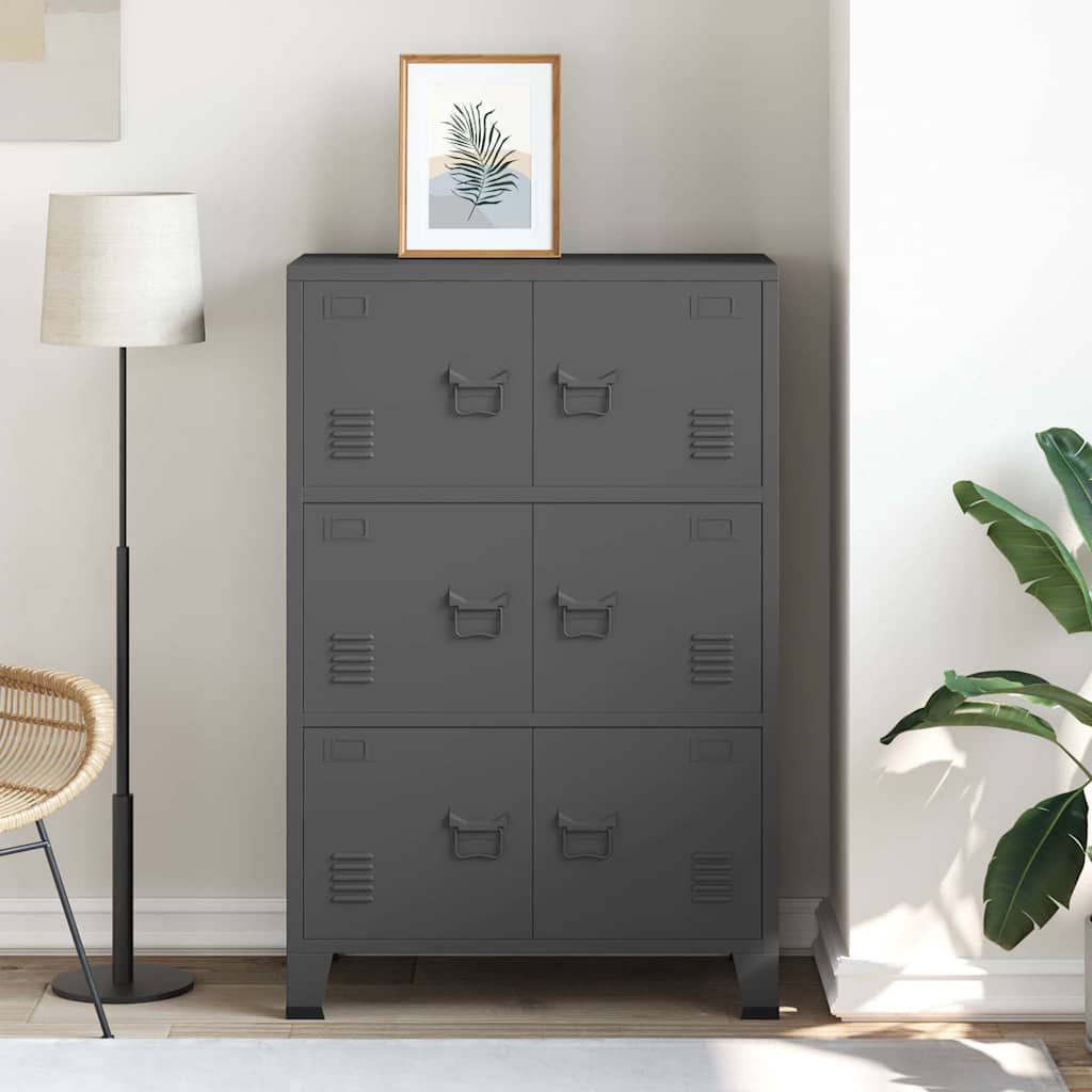 Αρχειοθήκη Βιομηχανικού Στιλ Ανθρακί 75 x 40 x 115 εκ. Ατσάλινη