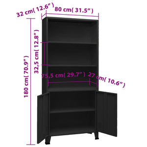 Βιομηχανική Βιβλιοθήκη Μαύρη 80 x 32 x 180 εκ. Ατσάλινη