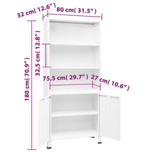Βιομηχανική Βιβλιοθήκη Λευκή 80 x 32 x 180 εκ. Ατσάλινη