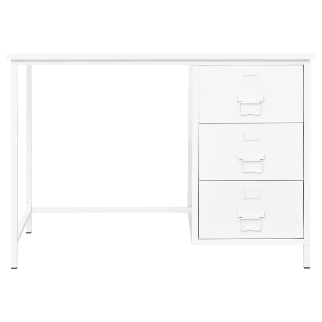 Βιομηχανικό Γραφείο με Συρτάρια Λευκό 105x52x75 εκ. Ατσάλινο