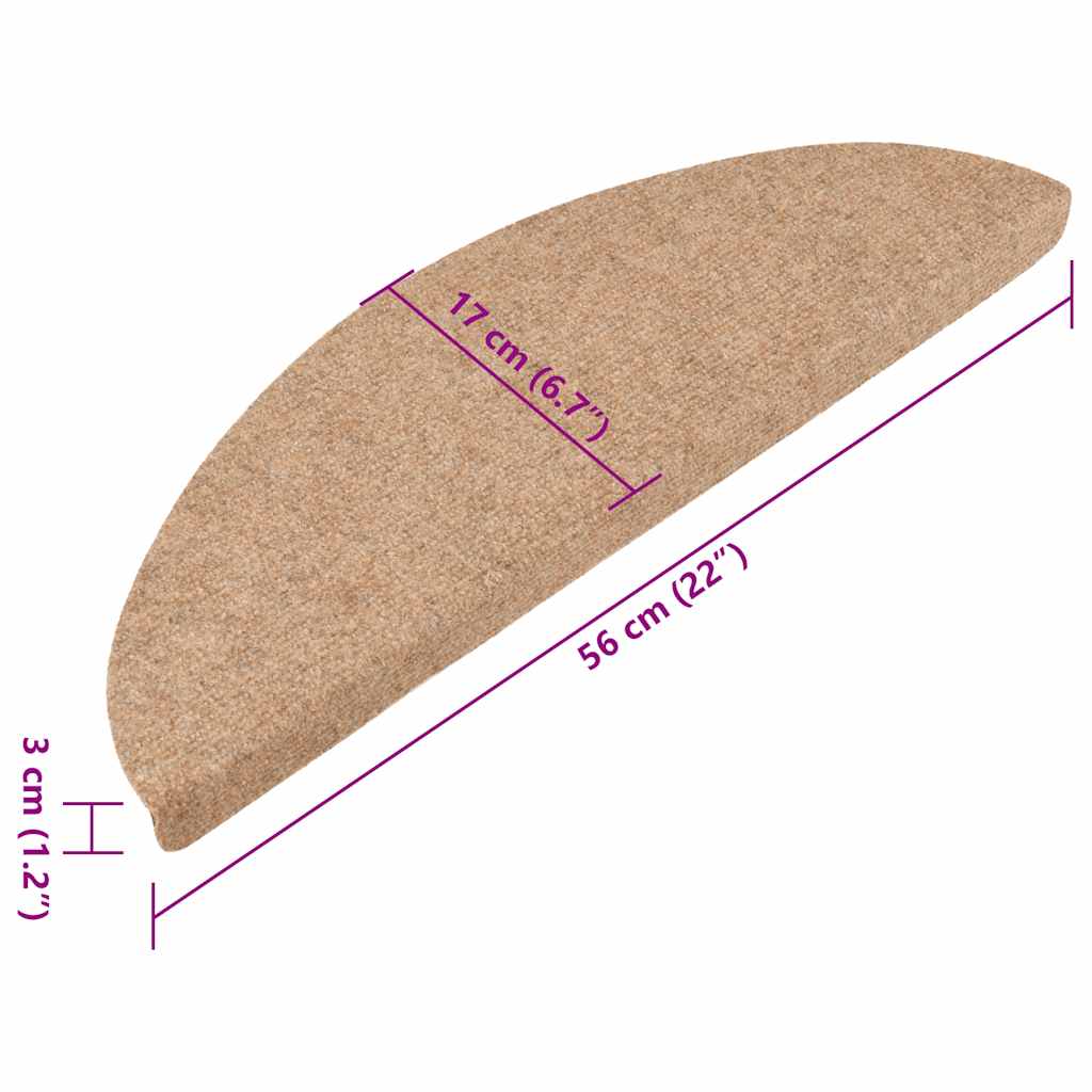 Πατάκια Σκάλας Αυτοκόλλητα 15 τεμ. Μπεζ 56x17x3 εκ. - PAKOBAZAAR