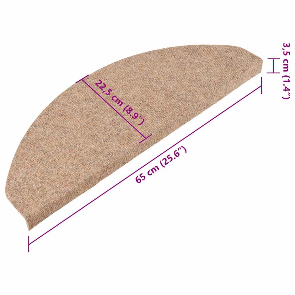 Πατάκια Σκάλας Αυτοκόλλητα 15 τεμ. Μπεζ 65x22,5x3,5 εκ. - PAKOBAZAAR