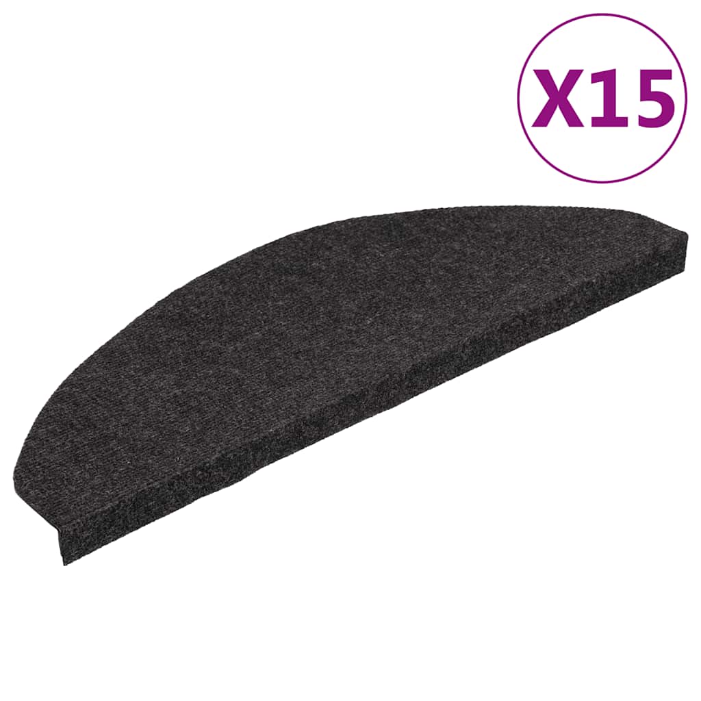 Πατάκια Σκάλας Αυτοκόλλητα 15 τεμ. Μαύρα 65x22,5x3,5 εκ. - PAKOBAZAAR