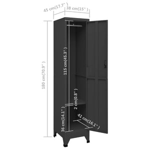 Φοριαμός Ανθρακί 38 x 45 x 180 εκ. από Ατσάλι