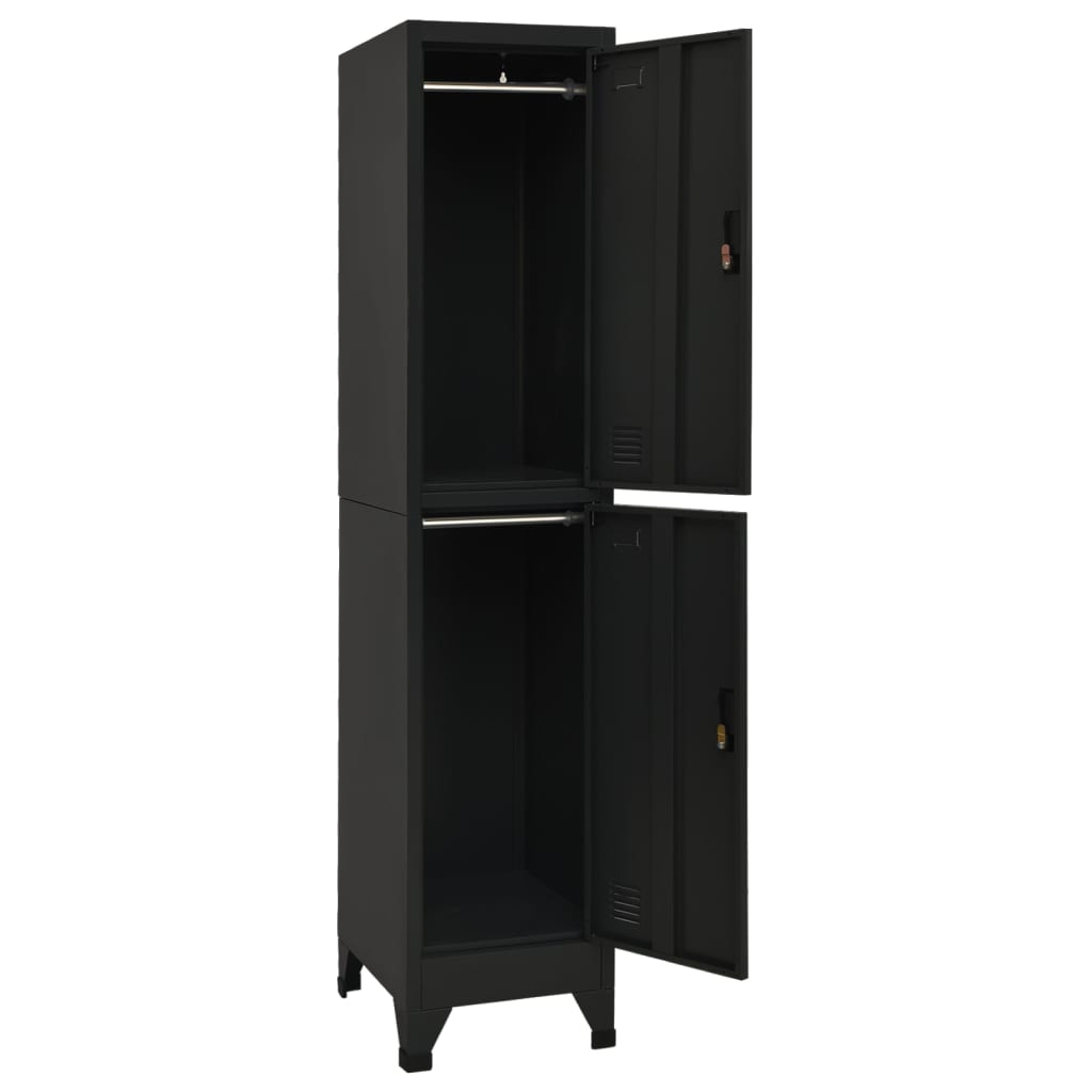 Φοριαμός Μαύρος 38 x 45 x 180 εκ. Ατσάλινος