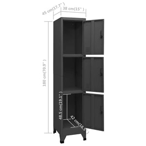 Φοριαμός Ανθρακί 38 x 45 x 180 εκ. από Ατσάλι