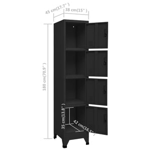 Φοριαμός Μαύρος 38 x 45 x 180 εκ. Ατσάλινος