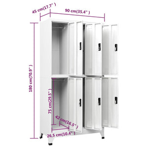 Φοριαμός Λευκός 90 x 45 x 180 εκ. Ατσάλινος - Pakobazaar