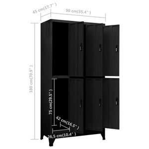 Φοριαμός Μαύρος 90 x 45 x 180 εκ. Ατσάλινος