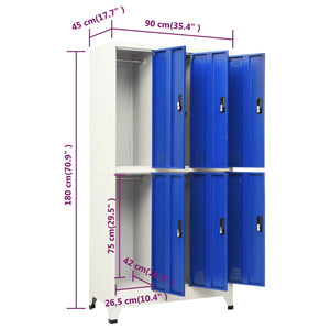 Φοριαμός Γκρι και Μπλε 90 x 45 x 180 εκ. Ατσάλινος