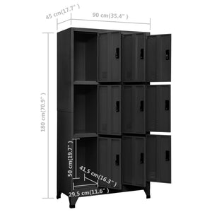 Φοριαμός Ανθρακί 90 x 45 x 180 εκ. από Ατσάλι - Pakobazaar