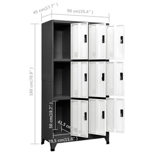 Φοριαμός Ανθρακί και Λευκός 90 x 45 x 180 εκ. Ατσάλινος