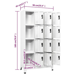 Φοριαμός Λευκός 90 x 45 x 180 εκ. Ατσάλινος