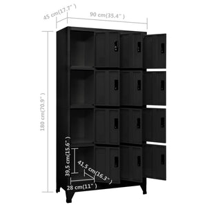 Φοριαμός Μαύρος 90 x 45 x 180 εκ. Ατσάλινος - Pakobazaar