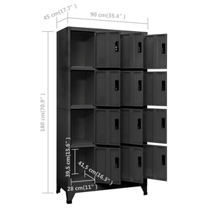 Φοριαμός Ανθρακί 90 x 45 x 180 εκ. Ατσάλινος