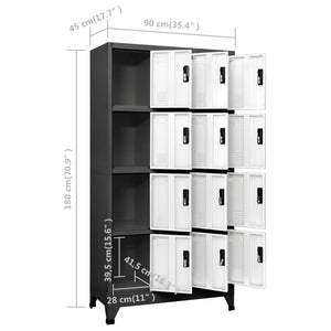 Φοριαμός Ανθρακί και Λευκός 90 x 45 x 180 εκ. Ατσάλινος