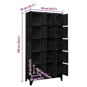 Φοριαμός Μαύρος 90 x 40 x 180 εκ. Ατσάλινος - Pakobazaar