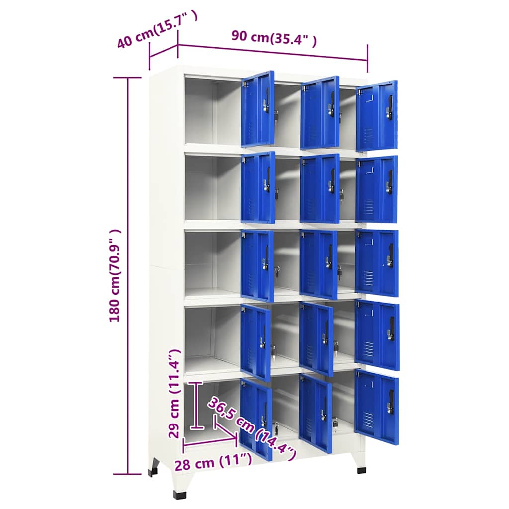 Φοριαμός Γκρι και Μπλε 90 x 40 x 180 εκ. Ατσάλινος