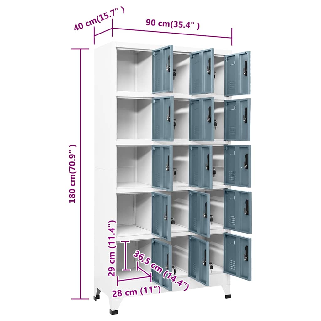 Φοριαμός Ανοιχτό Γκρι & Σκούρο Γκρι 90 x 40 x 180 εκ. Ατσάλινος