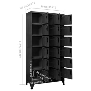 Φοριαμός Ανθρακί 90 x 40 x 180 εκ. Ατσάλινος