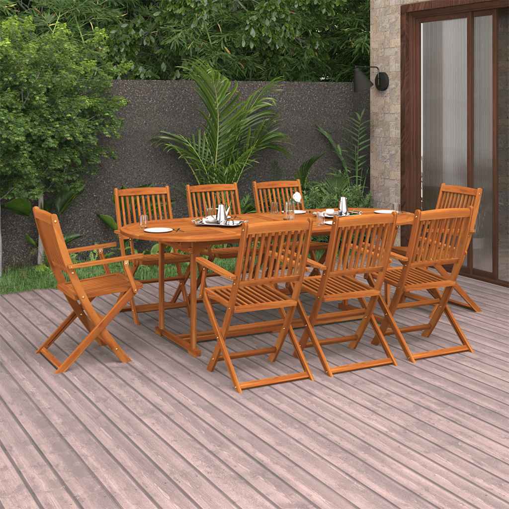 Σετ Τραπεζαρίας Κήπου 9 Τεμαχίων 220x90x75 εκ. Μασίφ Ακακία - PAKOBAZAAR
