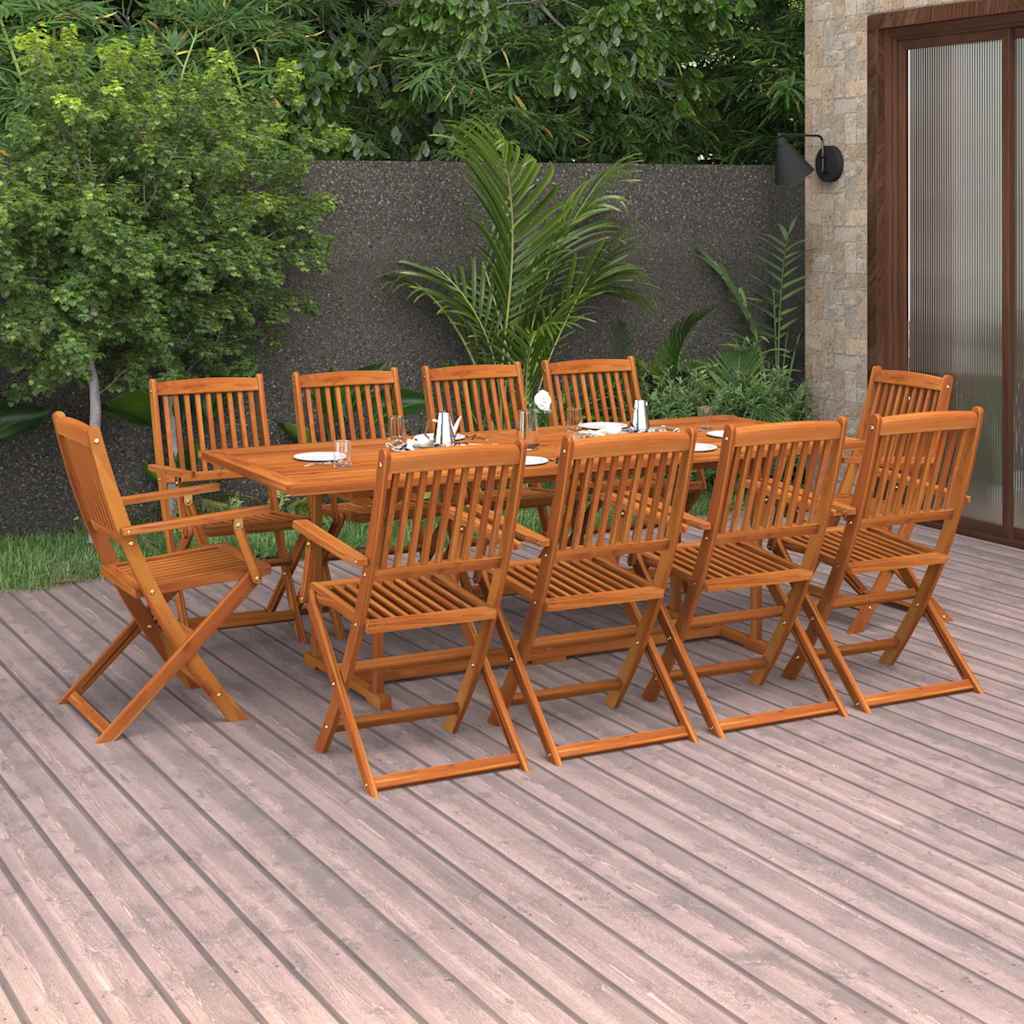 Σετ Τραπεζαρίας Κήπου 11 Τεμαχίων 220x90x75 εκ. Μασίφ Ακακία - PAKOBAZAAR