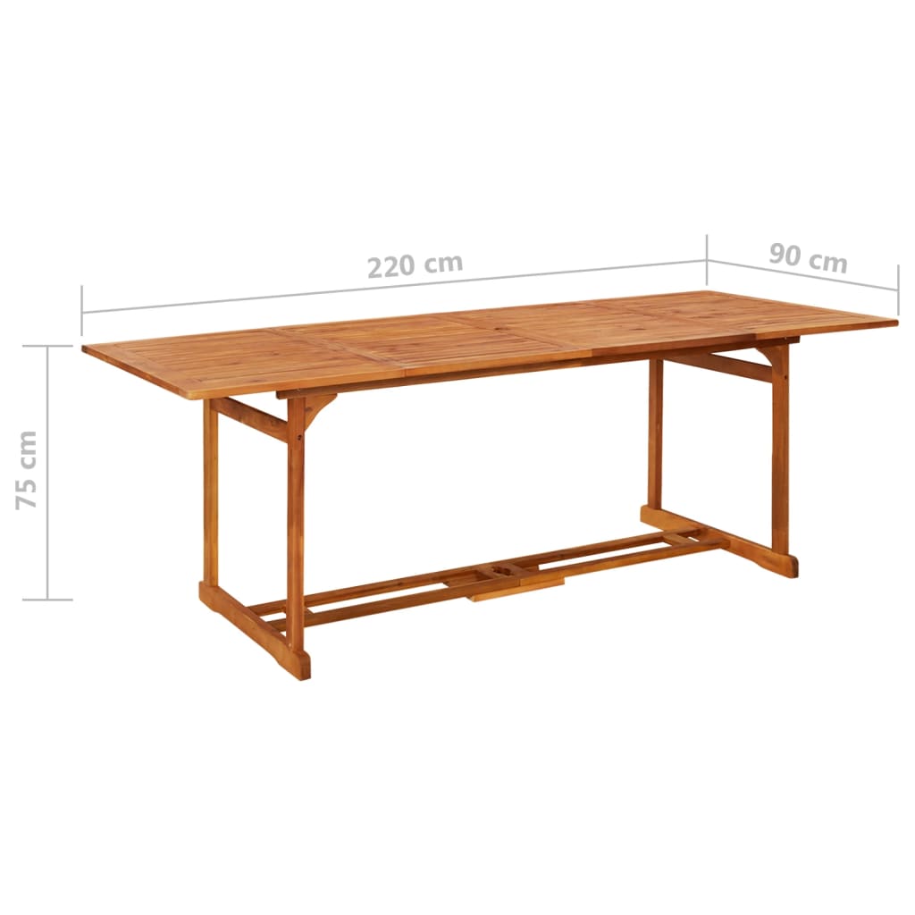 Σετ Τραπεζαρίας Κήπου 9 Τεμαχίων 220x90x75 εκ. Μασίφ Ακακία - PAKOBAZAAR