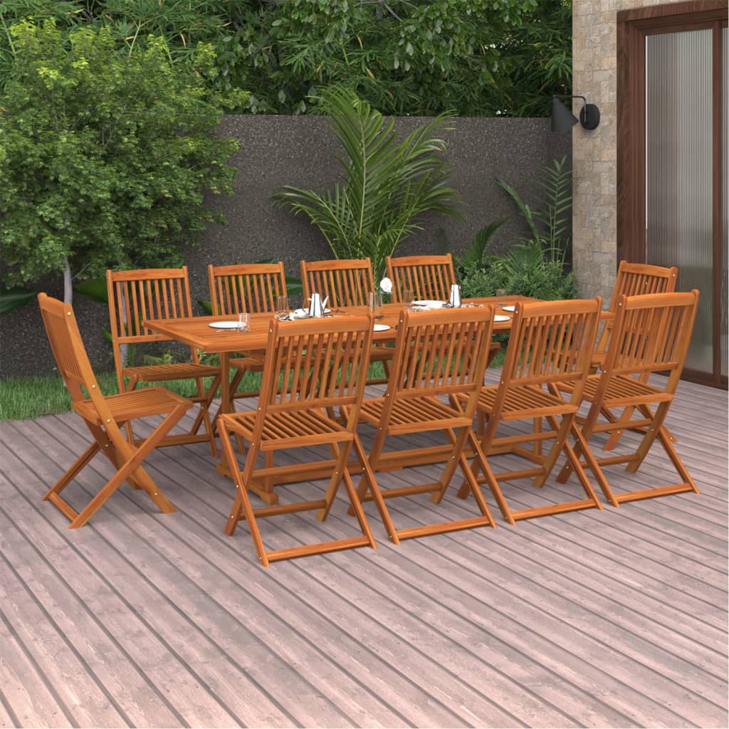 Σετ Τραπεζαρίας Κήπου 11 Τεμαχίων 220x90x75 εκ. Μασίφ Ακακία - PAKOBAZAAR