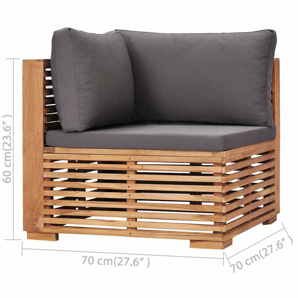 Σαλόνι Κήπου Σετ 7 τεμ. Μασίφ Ξύλο Teak με Σκούρο Γκρι Μαξιλάρι