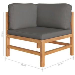 Σαλόνι Κήπου Σετ 7 Τεμαχίων Μασίφ Ξύλο Teak με Γκρι Μαξιλάρια - PAKOBAZAAR