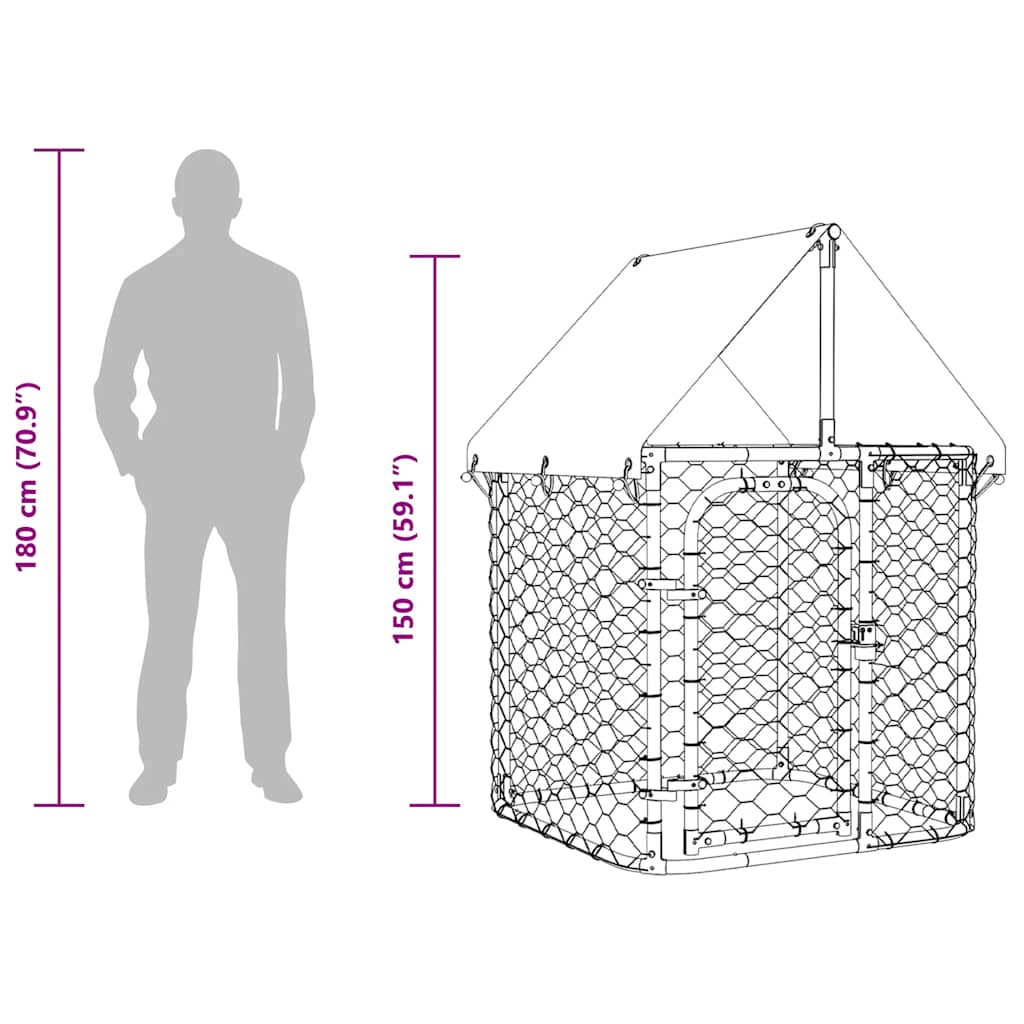 Κλουβί Σκύλου Εξωτερικού Χώρου 100 x 100 x 150 εκ. με Στέγαστρο - PAKOBAZAAR