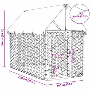 Κλουβί Σκύλου Εξωτερικού Χώρου 200 x 100 x 150 εκ. με Στέγαστρο - PAKOBAZAAR