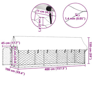 Κλουβί Σκύλου Εξωτερικού Χώρου 400 x 100 x 150 εκ. με Στέγαστρο - PAKOBAZAAR