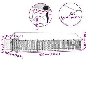 Κλουβί Σκύλου Εξωτερικού Χώρου 600 x 200 x 150 εκ. με Στέγαστρο - PAKOBAZAAR