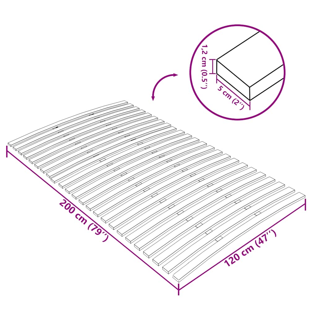 Ανταλλακτικές Σανίδες Κρεβατιού με 24 Σανίδες 120x200 εκ. - Pakobazaar