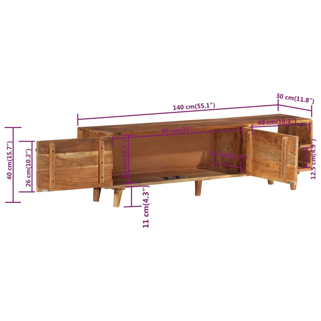 Έπιπλο Τηλεόρασης 140x30x40 εκ. Ακακία με Μελί Φινίρισμα - Pakobazaar