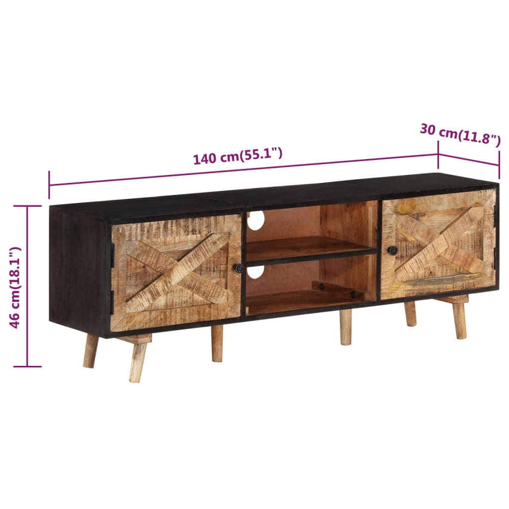 Έπιπλο Τηλεόρασης 140x30x46 εκ. Ακατέργαστο Μάνγκο&Μασίφ Ακακία