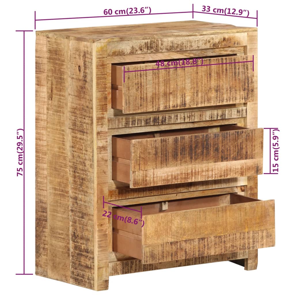 Συρταριέρα 60 x 33 x 75 εκ. από Μασίφ Ξύλο Μάνγκο