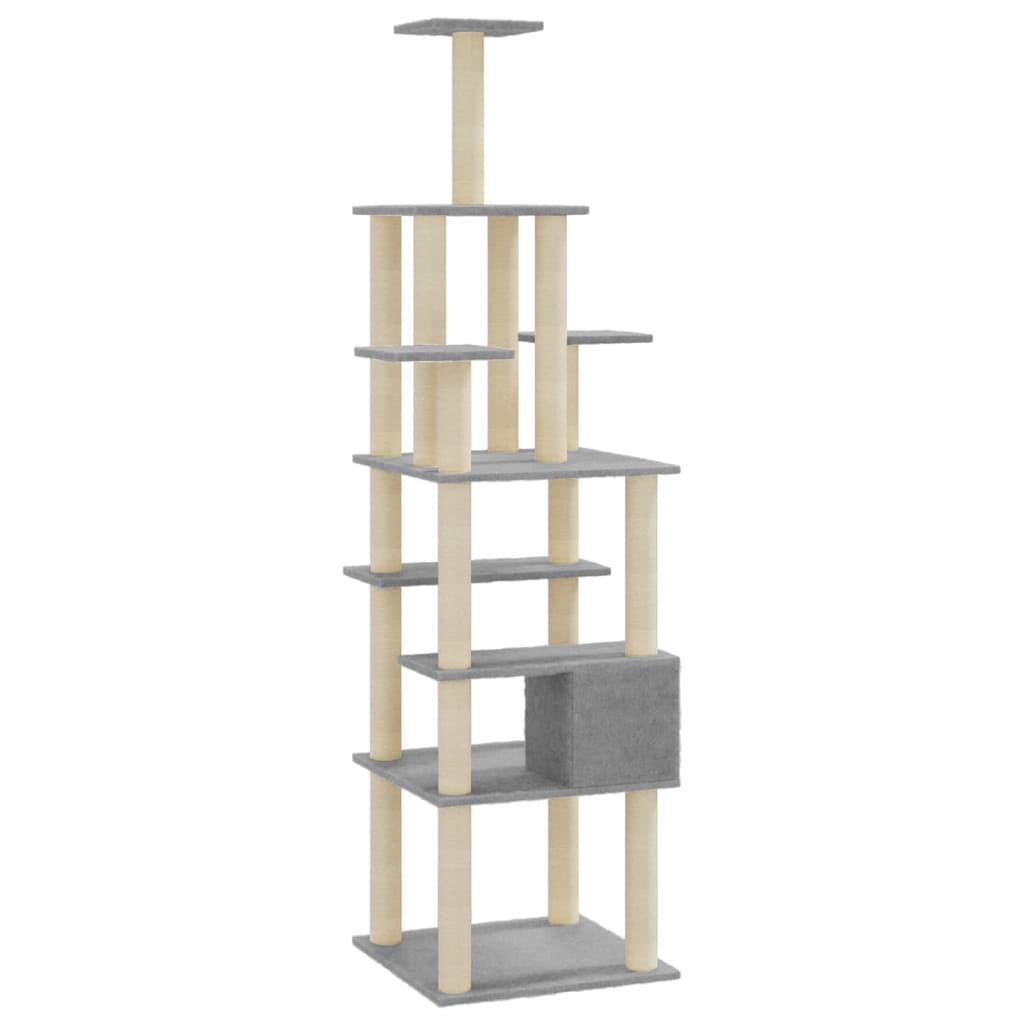 Γατόδεντρο Aνοιχτό Γκρι 183 εκ. με Στύλους Ξυσίματος από Σιζάλ - PAKOBAZAAR