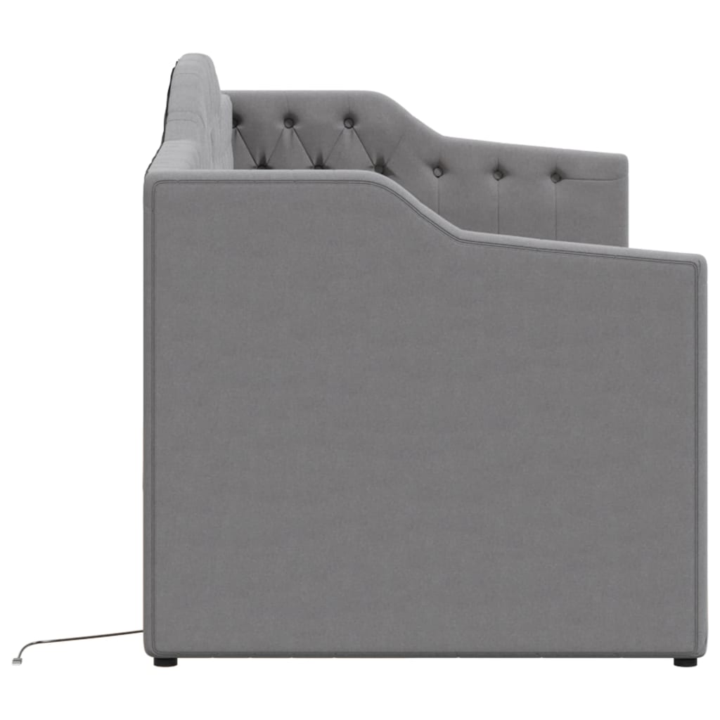 Καναπές Κρεβάτι με Στρώμα & USB Αν. Γκρι 90x200 εκ. Υφασμάτινος